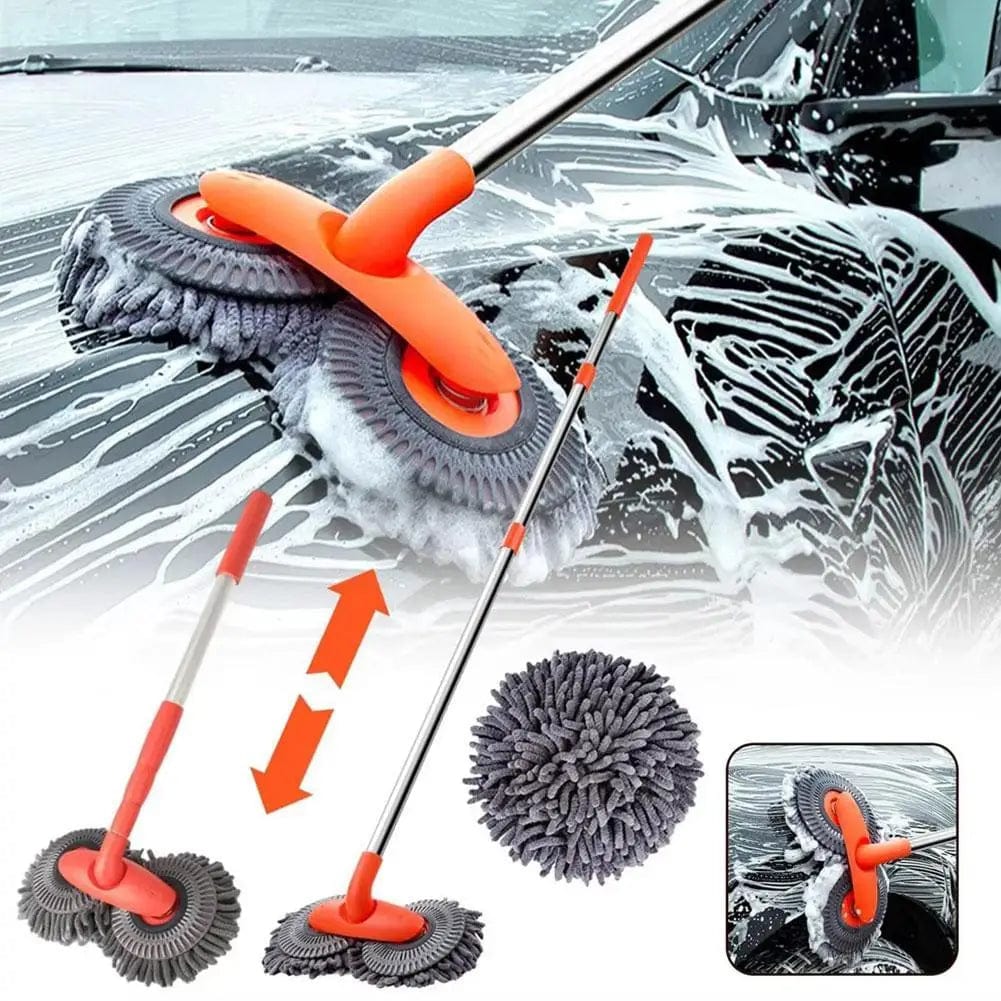 SHOWLU FASHION STORE Car Washer Mop Foam Wash Chenille Brush Double Brush Telescopic Roof Head Mops Maintenance Cleaning Window Three-Section E6O8