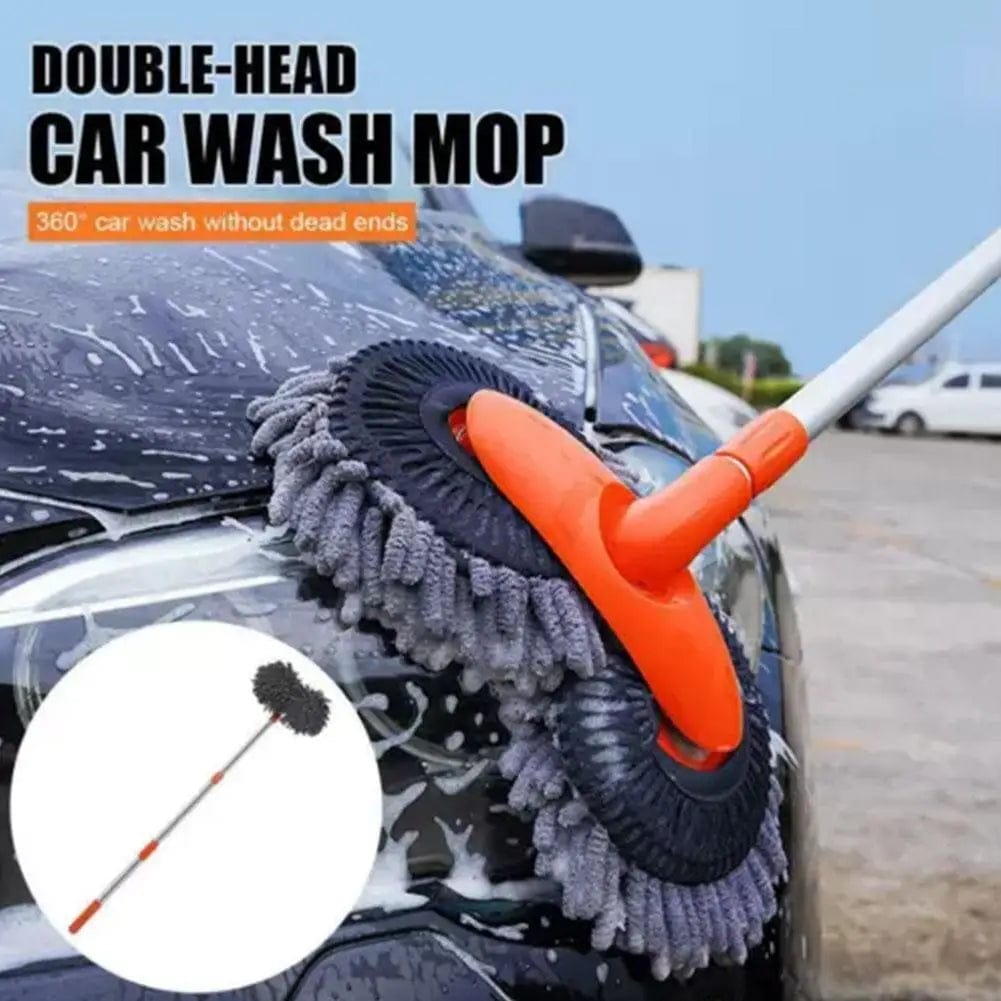 SHOWLU FASHION STORE Car Washer Mop Foam Wash Chenille Brush Double Brush Telescopic Roof Head Mops Maintenance Cleaning Window Three-Section E6O8