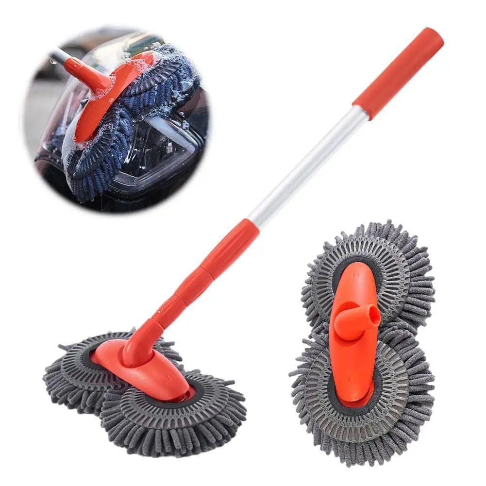 SHOWLU FASHION STORE Car Washer Mop Foam Wash Chenille Brush Double Brush Telescopic Roof Head Mops Maintenance Cleaning Window Three-Section E6O8