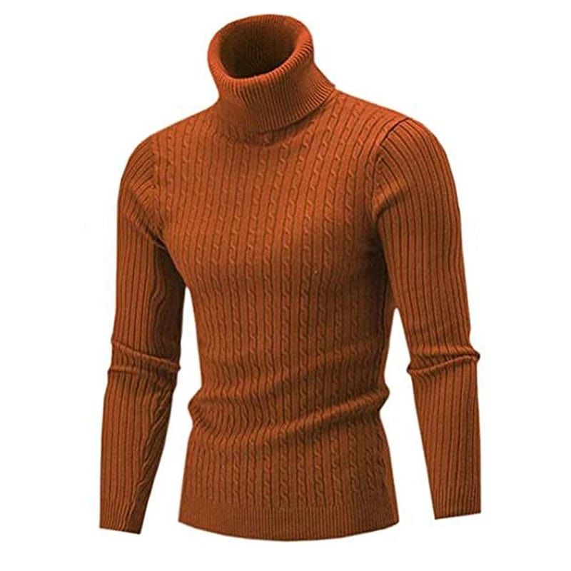 SHOWLU FASHION STORE caramel colour / M Autumn Winter Men's Turtleneck Sweater Men's Knitting Pullovers Rollneck Knitted Sweater Warm Men Jumper Slim Fit Casual Sweater