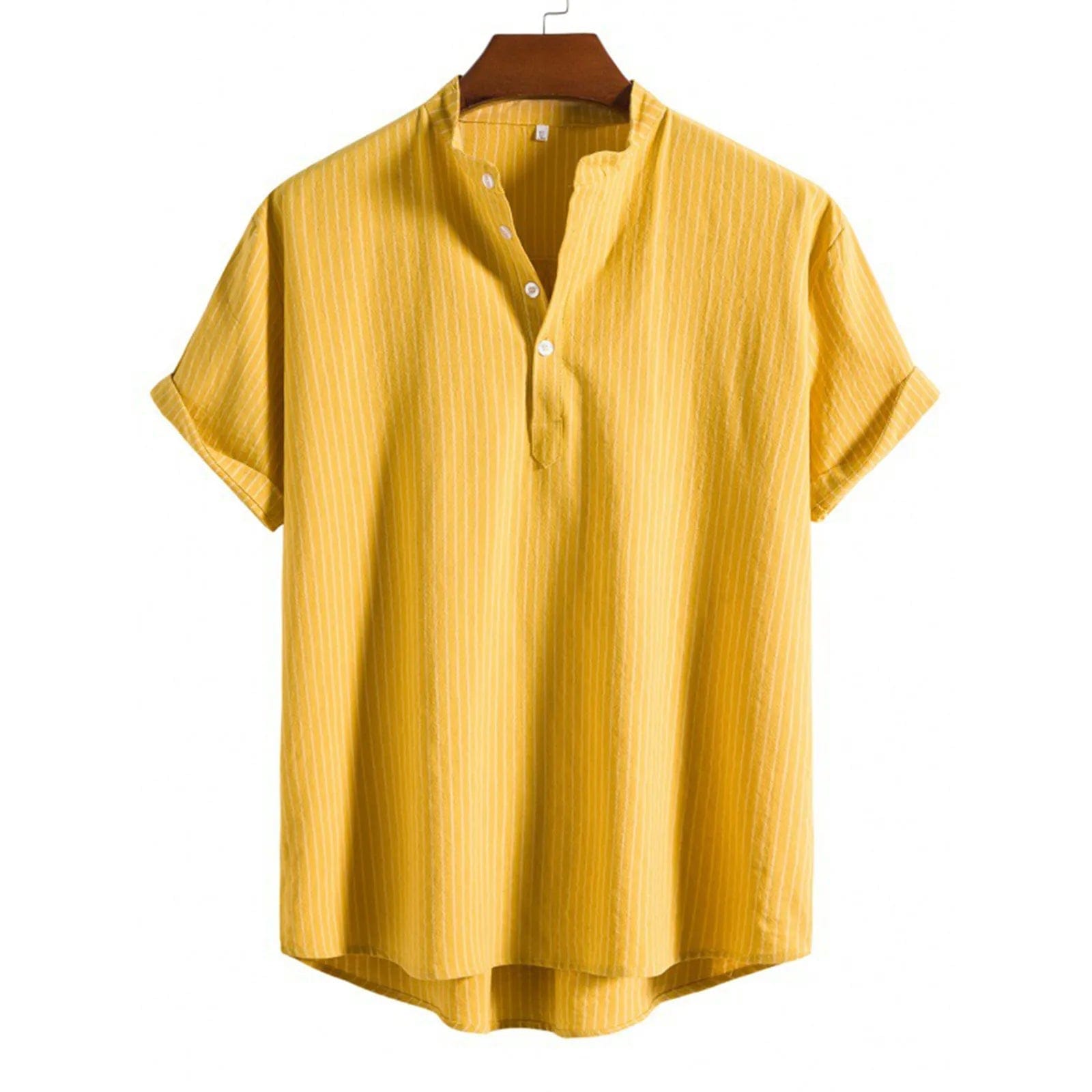  Showlu Fashion Store Casual Cotton Linen Yellow Blouse