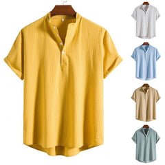  Showlu Fashion Store Casual Cotton Linen Yellow Blouse