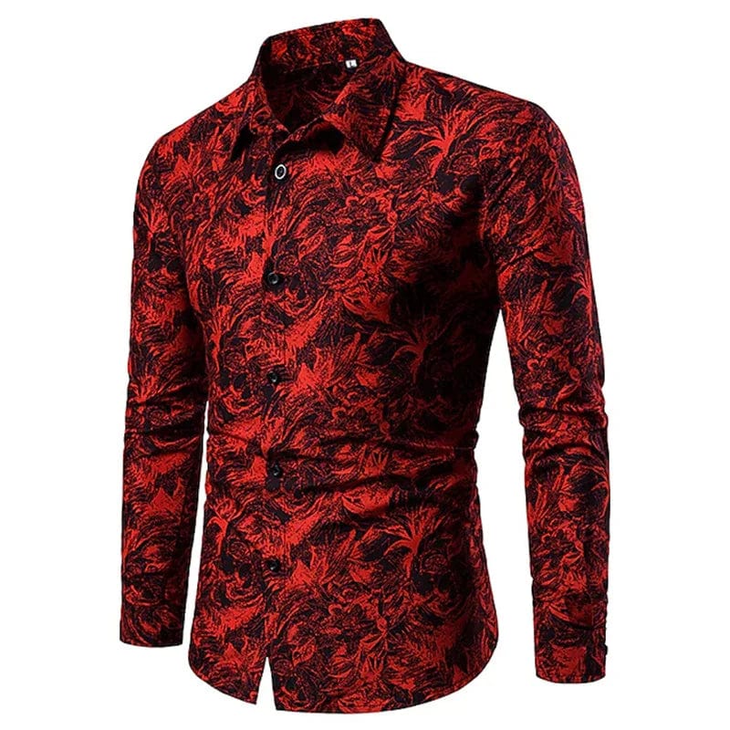 SHOWLU FASHION STORE CCS002 / 5XL Fashion Pop Prom Party Night Club New Designer Long Sleeve Clothing Slim Button Lapel Men Tops