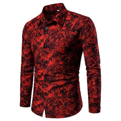 SHOWLU FASHION STORE CCS002 / 5XL Fashion Pop Prom Party Night Club New Designer Long Sleeve Clothing Slim Button Lapel Men Tops