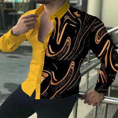 SHOWLU FASHION STORE CCS005 / 6XL Fashion Pop Prom Party Night Club New Designer Long Sleeve Clothing Slim Button Lapel Men Tops