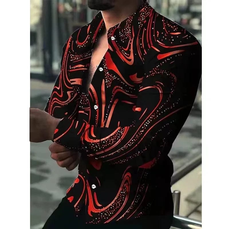 SHOWLU FASHION STORE CCS006 / XL Fashion Pop Prom Party Night Club New Designer Long Sleeve Clothing Slim Button Lapel Men Tops