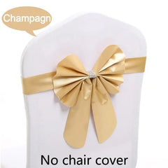 Showlu Fashion Store Champagne / 10 pcs 10pcs/lot Burgundy PPC Chair Sashes Weddin Decoration With Elastic Chair Ribbon Bows Spandex Royal Blue For Party Hotel