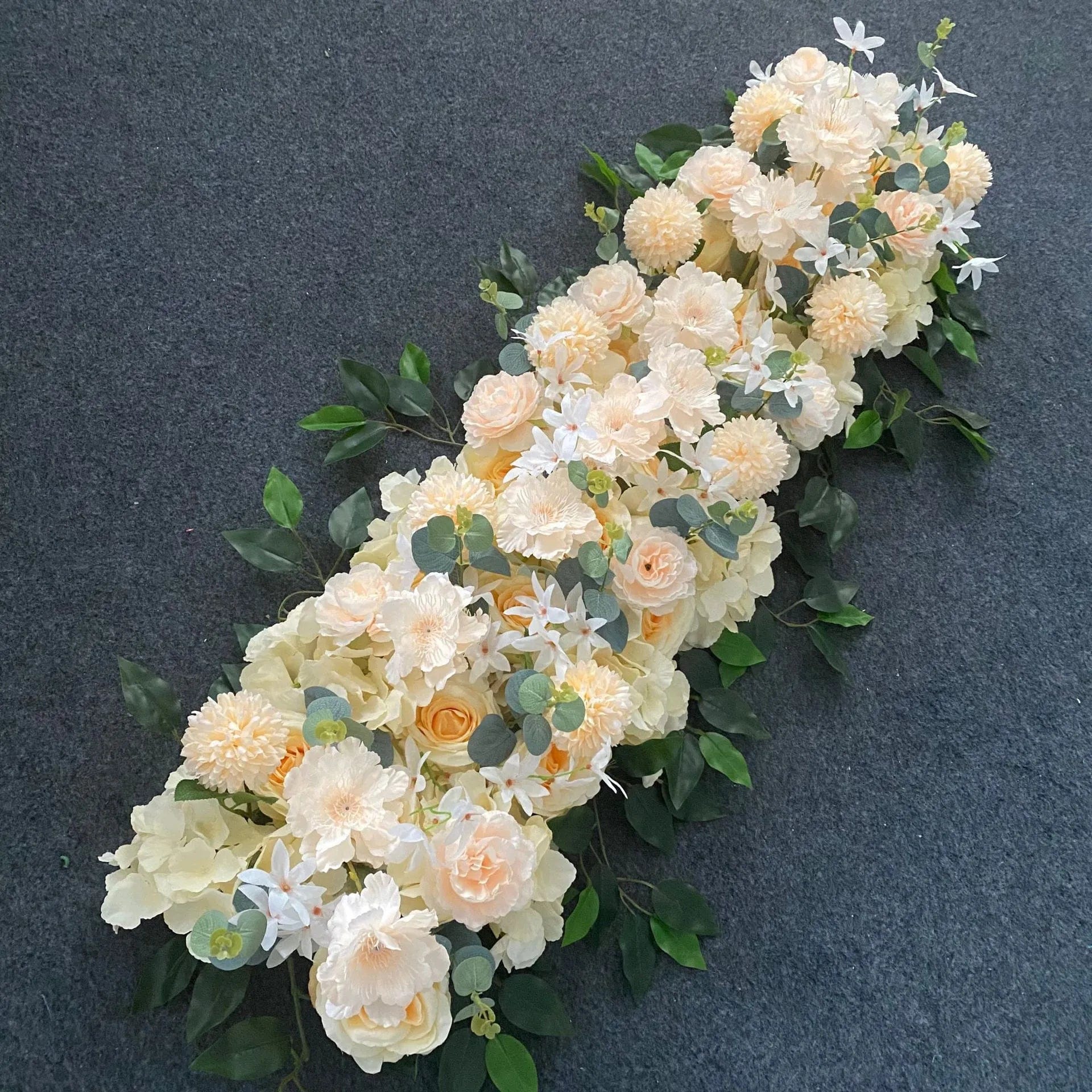 Showlu Fashion Store Champagne / 100 30cm 1M Artificial Wedding Flower Row Long Layout Wedding Home Decoration Scene Artificial Flower Road Lead Flower Row Arch Decor