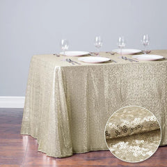  Showlu Fashion Store Champagne / 150x300cm-59x118in Glitter Sequin Table Cloth Rectangular Table Cover Rose Gold Tablecloth For Wedding Birthday Party Home Decoration Custom Size