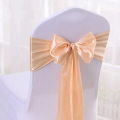  Showlu Fashion Store CHAMPAGNE / 15x270 cm Satin Chair Sash Wedding Decoration Bow Tie Band Birthday Party Hotel Show Nice Design Shiny Colour