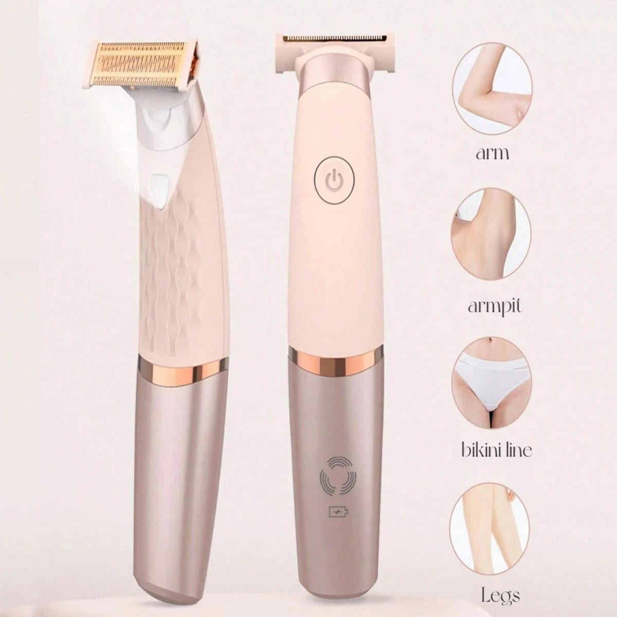 SHOWLU FASHION STORE Champagne Pink Electric Shaver For Women's Lip And Armpit Hair, Private Hair Removal Device, Leg Hair Trimmer, Lithium-Ion Battery Shaver, Fast