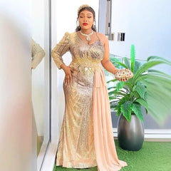 SHOWLU FASHION STORE Champagne / XXL 2025 Sequin African Party Evening Dresses for Women Autumn Elegant Africa Plus Size Maxi Christmas Dress Outfits Ankara Dresses