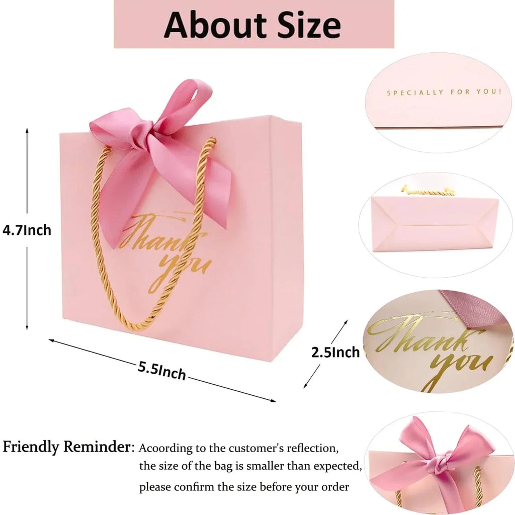Set of small paper gift bags with handles from Showlu Fashion, ideal for thank you gifts and special occasions.