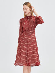 Showlu Fashion Store Chic Heart Polka Dot Chiffon Dress