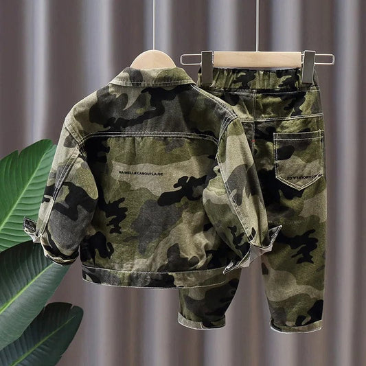 Showlu Fashion Store Child Suit Camouflage Denim Jacket + Pants Spring Kids Set Brand Baby Boy Clothes Suits Autumn Sport Baby Girl Boy Clothing Sets