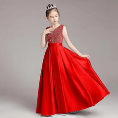 Showlu Fashion Store Children Girl Dress Shiny Luxury Princess Dresses Piano Competition Costume Clothes Evening Birthday Party Dresses Daughter Gift