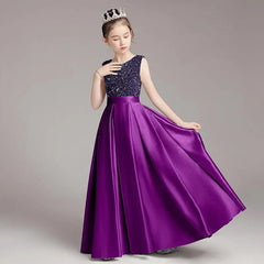 Showlu Fashion Store Children Girl Dress Shiny Luxury Princess Dresses Piano Competition Costume Clothes Evening Birthday Party Dresses Daughter Gift