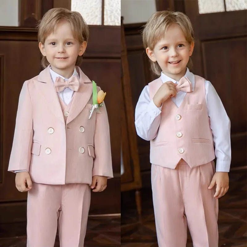 Showlu Fashion Store Children Pink Elegant Photography Suit Boys Piano Ceremony Costume Kids Birthday Wedding Party Dress Performance Stage Tuxedo