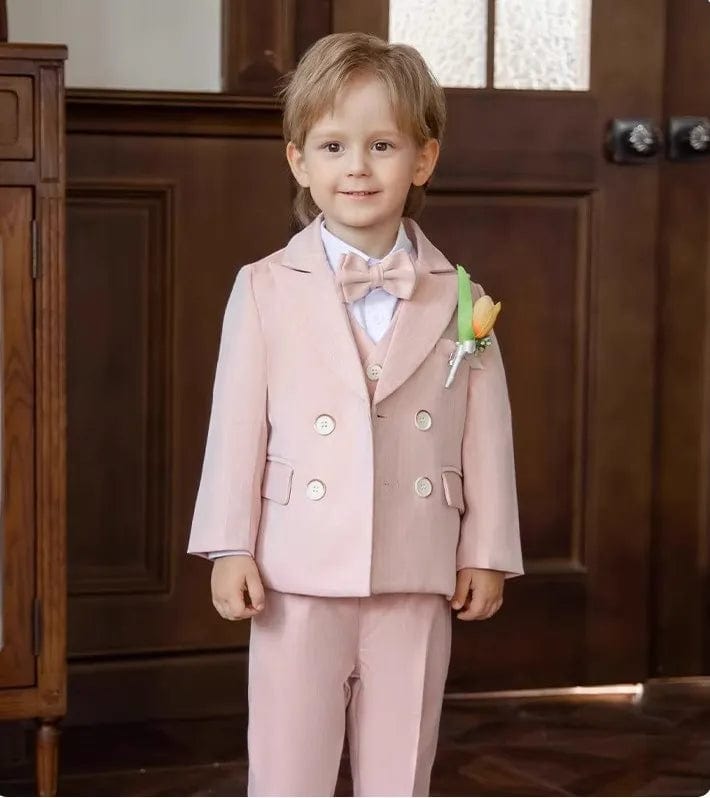 Showlu Fashion Store Children Pink Elegant Photography Suit Boys Piano Ceremony Costume Kids Birthday Wedding Party Dress Performance Stage Tuxedo