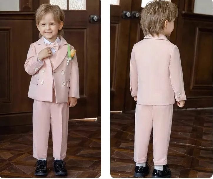 Showlu Fashion Store Children Pink Elegant Photography Suit Boys Piano Ceremony Costume Kids Birthday Wedding Party Dress Performance Stage Tuxedo