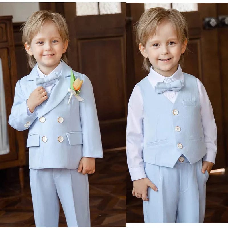 Showlu Fashion Store Children Pink Elegant Photography Suit Boys Piano Ceremony Costume Kids Birthday Wedding Party Dress Performance Stage Tuxedo