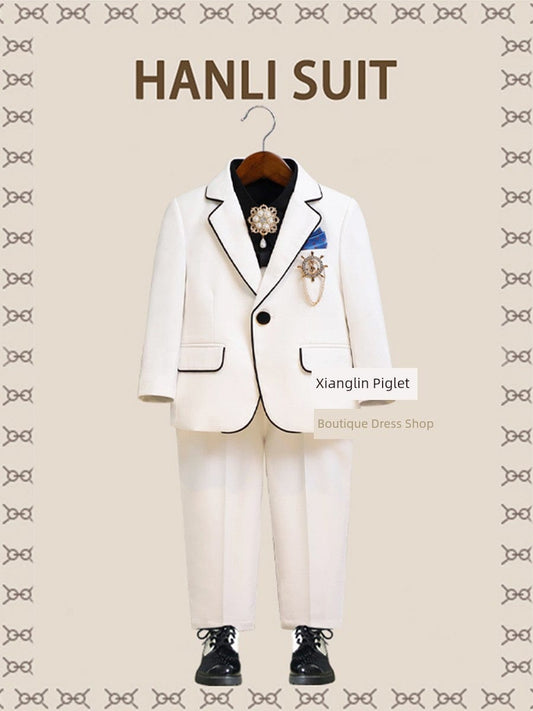 Showlu Fashion Store Children's Costume British Handsome Host Suit