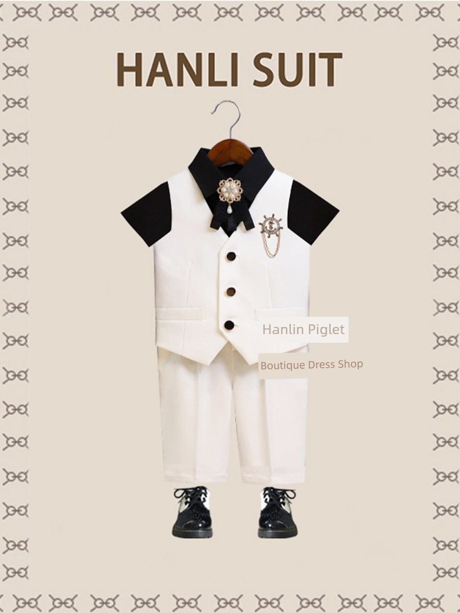 Showlu Fashion Store Children's Costume British Handsome Host Suit