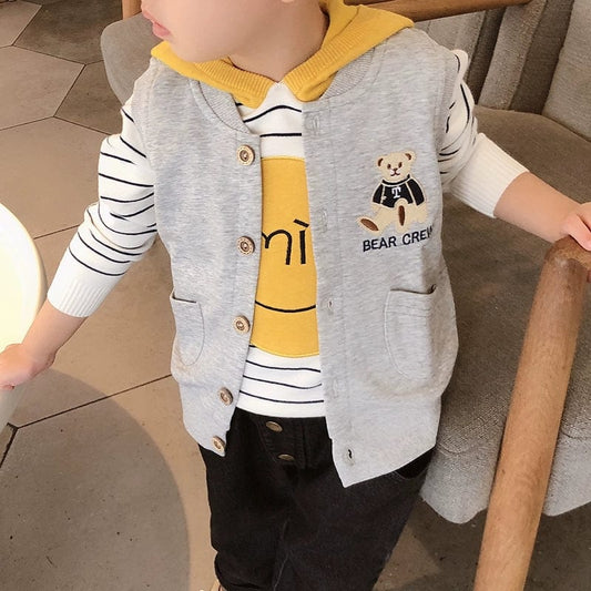 SHOWLU FASHION STORE Children's Cotton Fashionable Embroidered Cardigan Jacket