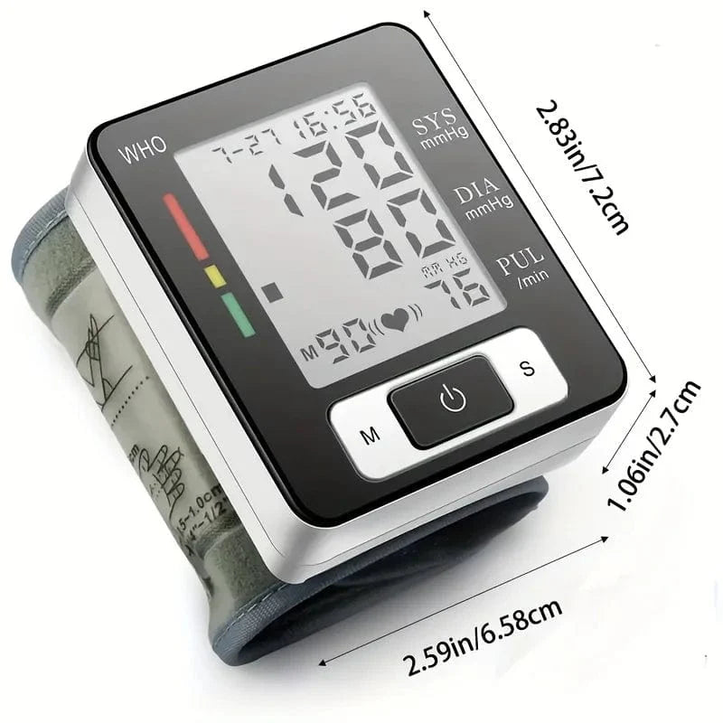 SHOWLU FASHION STORE TAKROL digital wrist blood pressure monitor with cuff, high accuracy electronic tonometer for home use.