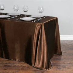  Showlu Fashion Store Chocolate / 228x335cm-90x132inch Rectangular Table Cloth Satin Cloth Square Table Cloth suitable for buffet table party holiday dinner wedding banquet decoration