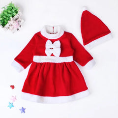 Showlu Fashion Store Christmas Baby Santa Claus Cosplay Costume Baby Boys Girls 3/4 Sleeve Clothes Toddler Kids Dress Children Clothing for 1-8 years