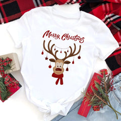 Showlu Fashion Store Christmas Deer Print Family Matching Outfits Xmas Mommy Daddy Kids Shirt Family Clothes Christmas Party Family Shirt Xmas Gift