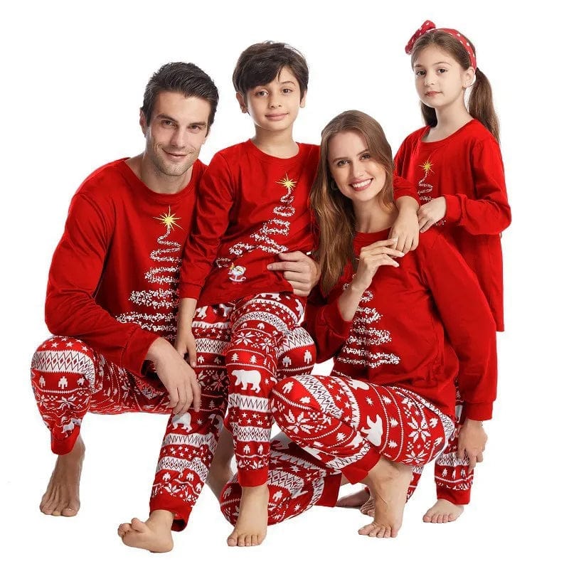 Showlu Fashion Store Christmas Pajamas Outfits Family Matching 2024 New Year Elk Plaid Printed 2PCS Pyjamas Pants Print Adult Kids Xmas Baby Clothing