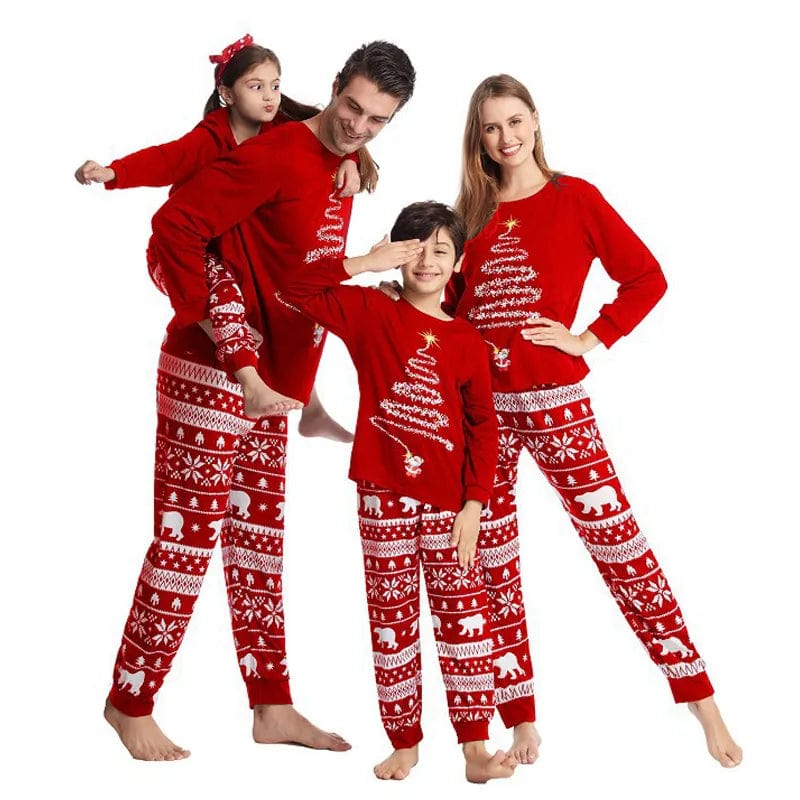 Showlu Fashion Store Christmas Pajamas Outfits Family Matching 2024 New Year Elk Plaid Printed 2PCS Pyjamas Pants Print Adult Kids Xmas Baby Clothing