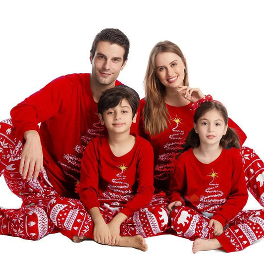 Showlu Fashion Store Christmas Pajamas Outfits Family Matching 2024 New Year Elk Plaid Printed 2PCS Pyjamas Pants Print Adult Kids Xmas Baby Clothing