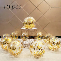 Showlu Fashion Store Circular-Gold / 12inch 10/20 Star Confetti Balloons Metallic Confetti Latex Transparent Ballon Baby Shower Birthday Party Wedding Decoration Ball Globo