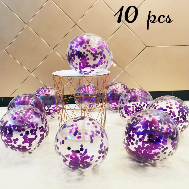 Showlu Fashion Store Circular-purple / 12inch 10/20 Star Confetti Balloons Metallic Confetti Latex Transparent Ballon Baby Shower Birthday Party Wedding Decoration Ball Globo