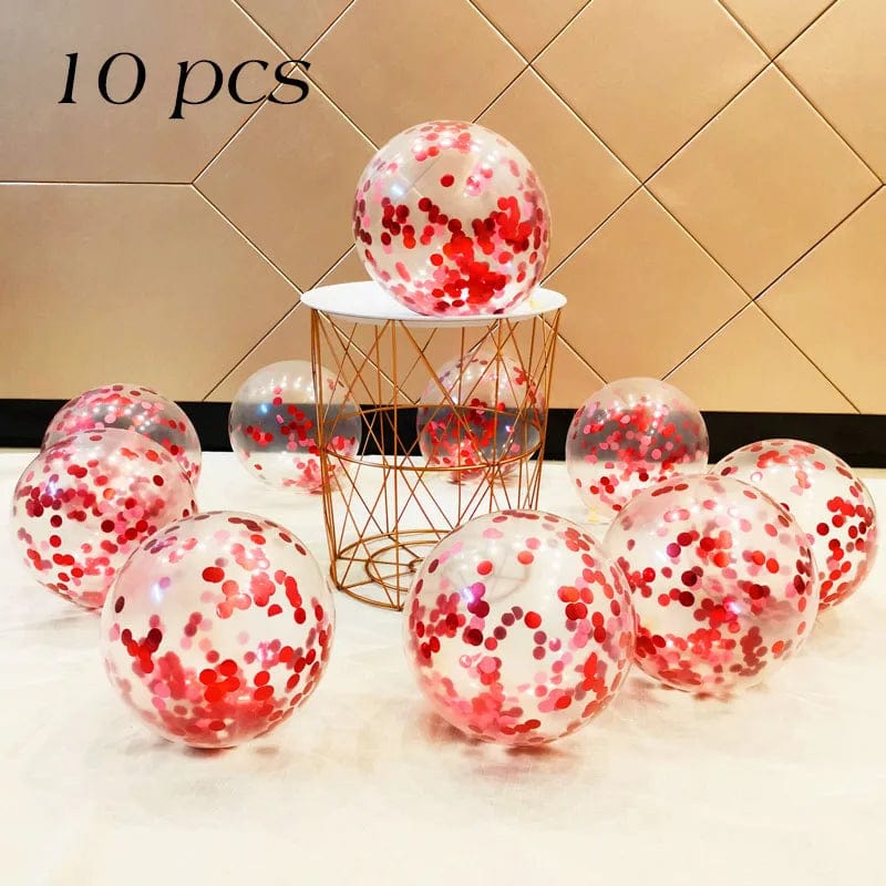 Showlu Fashion Store Circular-red / 12inch 10/20 Star Confetti Balloons Metallic Confetti Latex Transparent Ballon Baby Shower Birthday Party Wedding Decoration Ball Globo