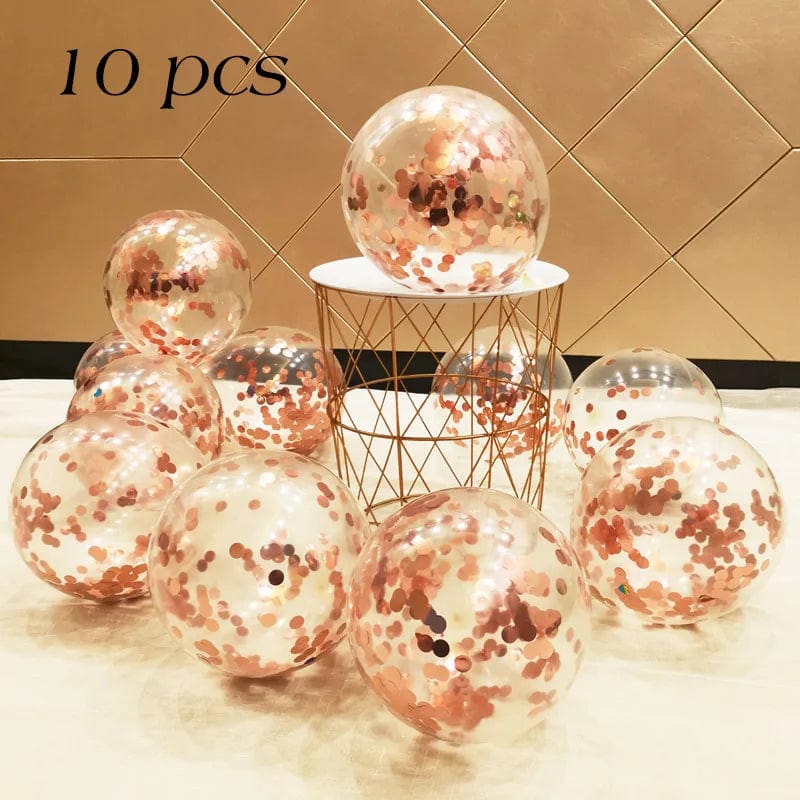 Showlu Fashion Store Circular-rose-gold / 12inch 10/20 Star Confetti Balloons Metallic Confetti Latex Transparent Ballon Baby Shower Birthday Party Wedding Decoration Ball Globo