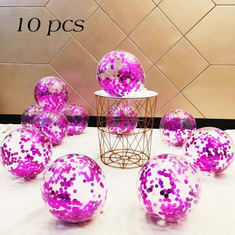 Showlu Fashion Store Circular-rose red / 12inch 10/20 Star Confetti Balloons Metallic Confetti Latex Transparent Ballon Baby Shower Birthday Party Wedding Decoration Ball Globo