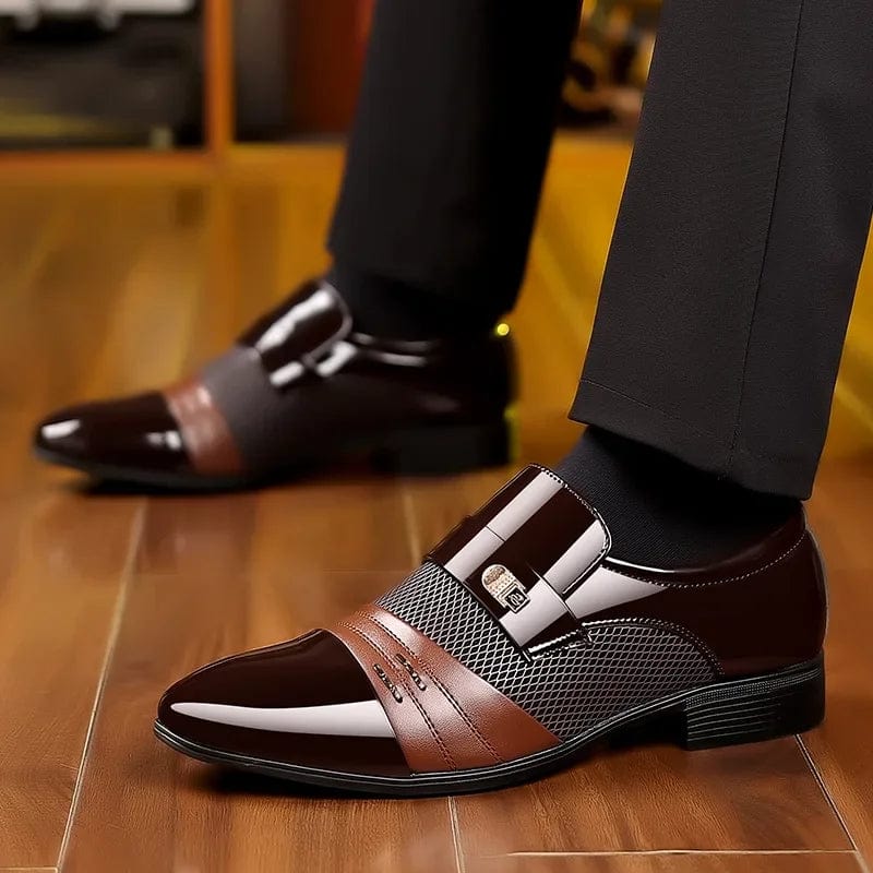 SHOWLU FASHION STORE Classic Business Dress Men Shoes Red Men Oxford Shoes Wedding Casual Party Shoe for Men Loafers Colorblock Men's Leather Shoes