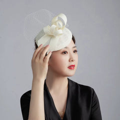 Showlu Fashion Store Clip to wear / Beige Bridal Elegance Headdress Women's Dinner Party Dress and Cheongsam Wedding Dress