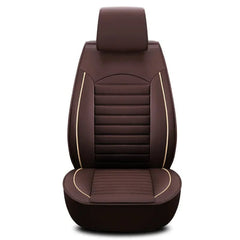  Showlu Fashion Store Coffee -1 Pcs Front Luxury Quality Leather Car Seat Cover Comfortable  Four Seasons Universal Front/ Rear/ Full Set Cover Cushion Car Seat Protector