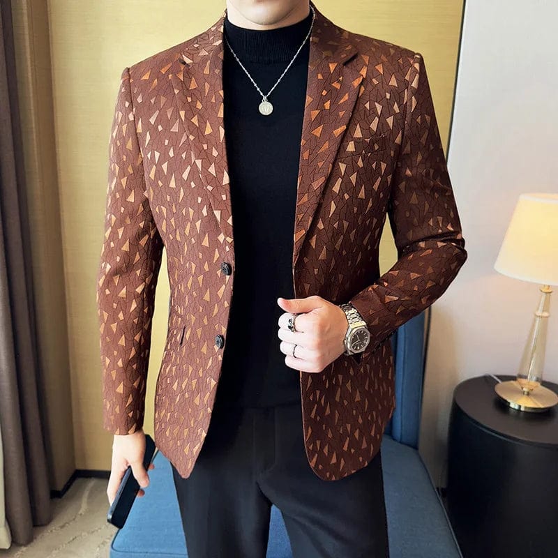 SHOWLU FASHION STORE Coffee / Asia M is US EU XXS New British Style Korean Style Suit Jacket Business Formal Slim Fit Fashionable Printed Jacket Social Ball Groom Tailcoat Blazer