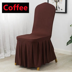  Showlu Fashion Store Coffee Pleated Skirt Stretch Spandex Dining Chair Cover Removable Weddings Banquet Chair Protectors Party Hotel Washable Seat Covers