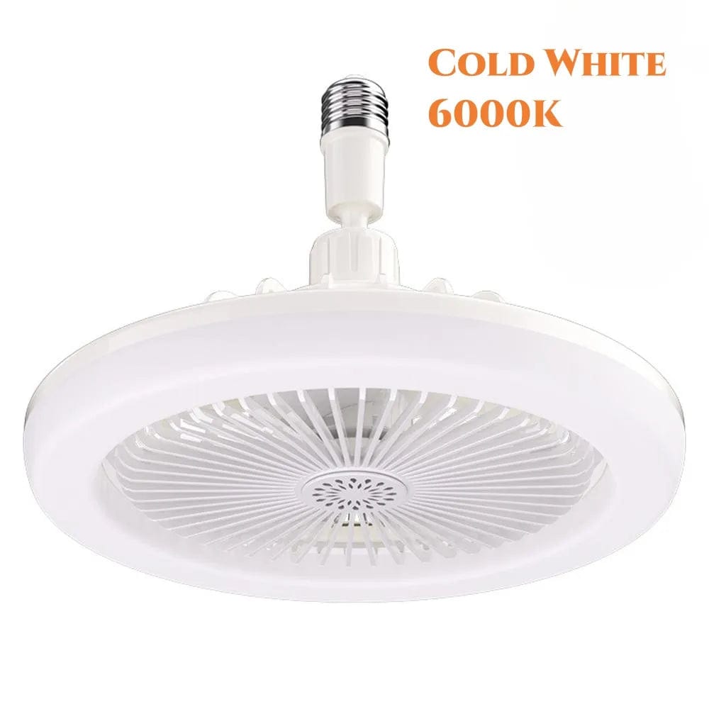 Showlu Fashion Store Cold White Ceiling Fans With Remote Control and Light LED Lamp Fan E27 Converter Base Smart Silent Ceiling Fans For Bedroom Living Room