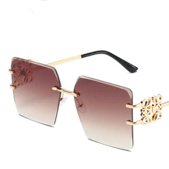  Showlu Fashion Store Color 4 VWKTUUN Rimless Sunglasses Women Big Sunglasses UV400 Square Sunglasses Outdoor Ladies Eyewear