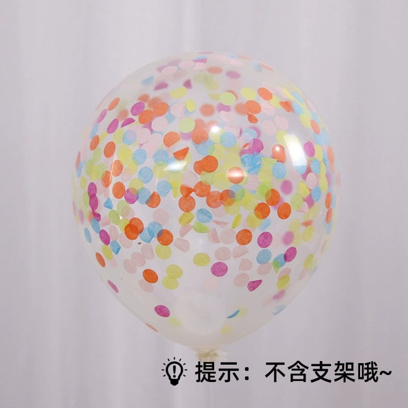 Showlu Fashion Store Color confetti balloons (5 only)(Without bracket) Candy Series Theme Macaron Color Color Strip Fragments Transparent Paper Scrap Balloon Birthday Scene Setting Props