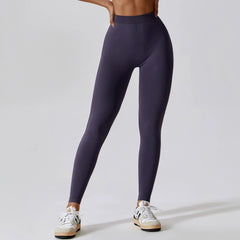  Showlu Fashion Store Colored Glaze purple / S V Waist Hip-Lift and Belly Shaping Seamless Knitted Fitness Pants Peach