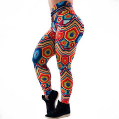  Showlu Fashion Store Colorful / XL Women High Waist Printed Leggings Fitness Sporting Colourful Yoga Pants Push Up Elastic Pencil Bottoms Fashion Casual Trousers